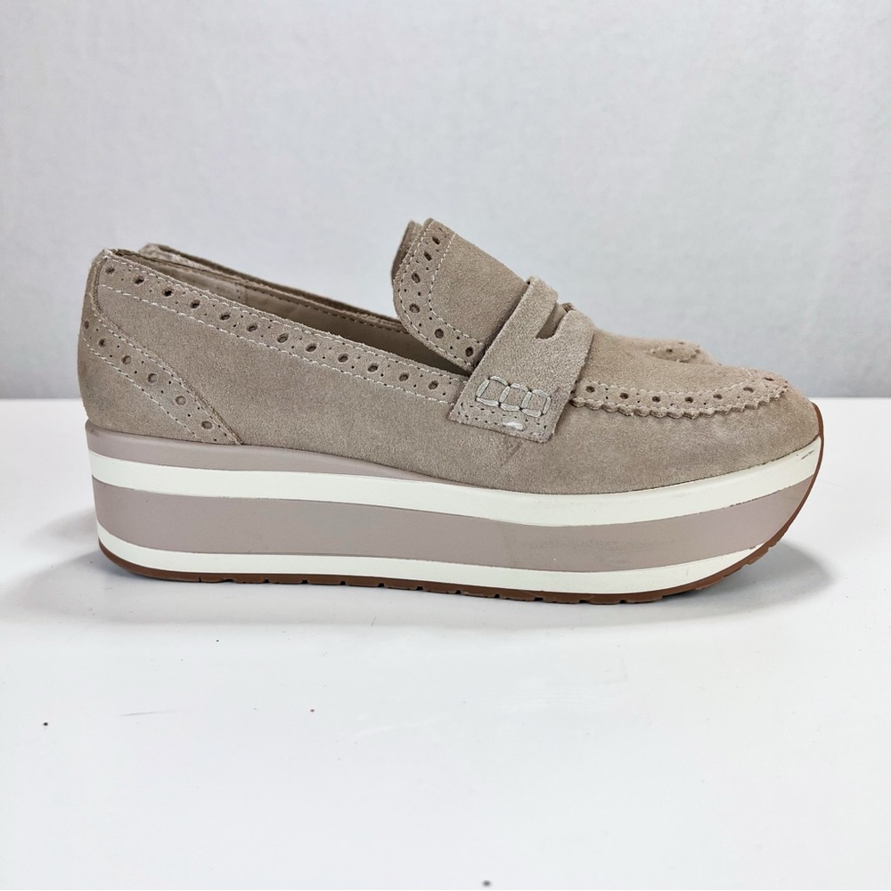 Dolce Vita Jeeta Dune Suede Size 8 Platform Penny Loafer in Dune Tan
